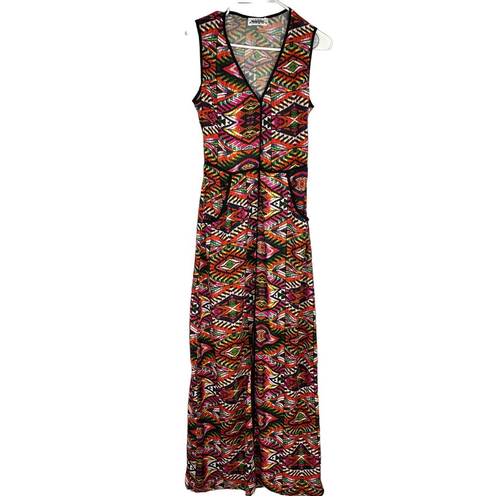 Two Arrows Multicolored Southwestern Maxi Dress Cut Outs Small Boho Western